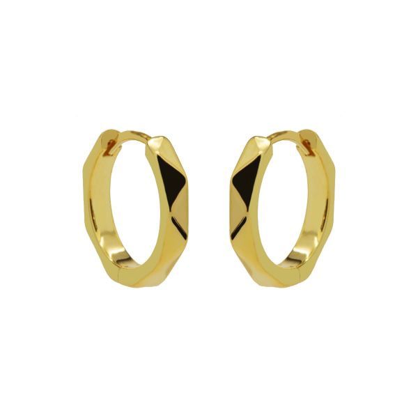 Plain Hinged Hoops Facet Gold