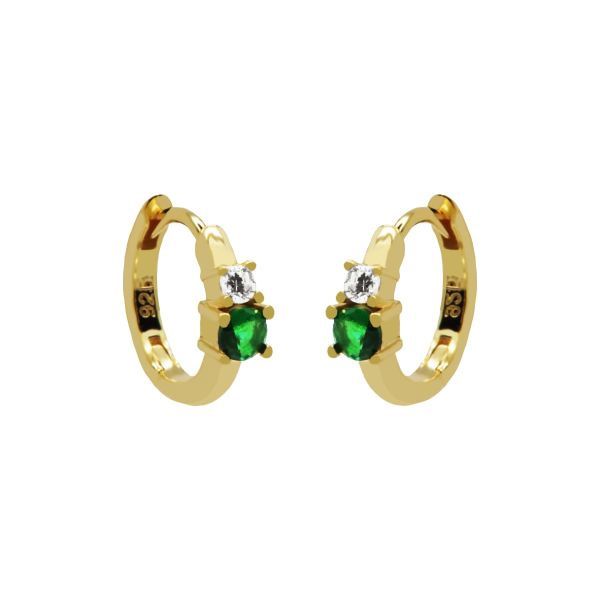 Plain Hinged Hoops Emerald Green Double