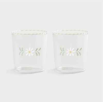 Glass Flora White Set of 2