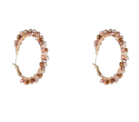 Beads Hoop - 14K + Mocca Mix