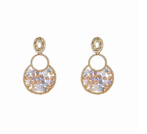 Big Beaded Round - Blue Beige