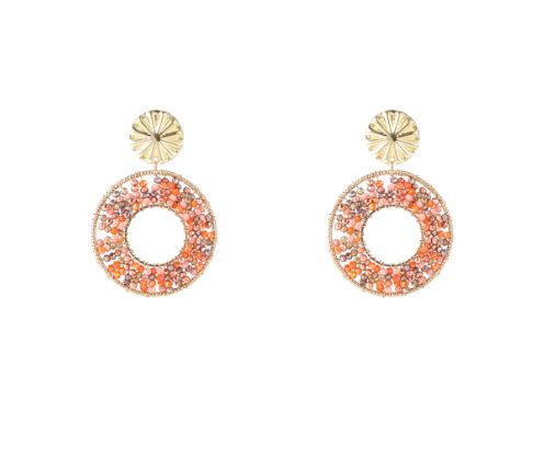 Open Beaded Round - Champagne/Koral