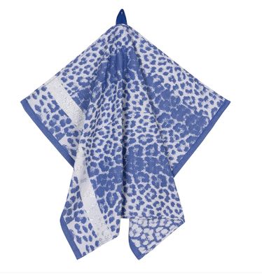 Theedoek I Love Leopard Royal Blue/Grey/Silver