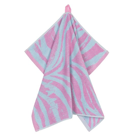 Theedoek I Love Zebra Fuchsia/Pastelblauw