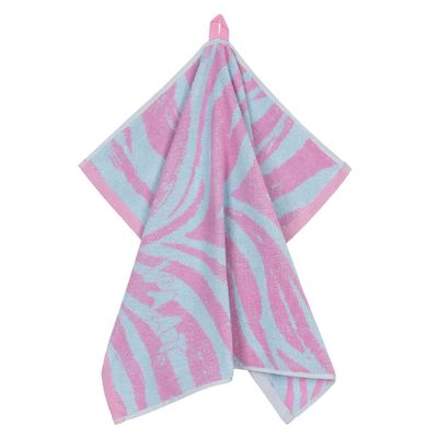 Theedoek I Love Zebra Fuchsia/Pastelblauw