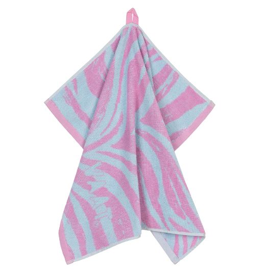 Keukenhanddoek I Love Zebra Fuchsia/Pastelblauw