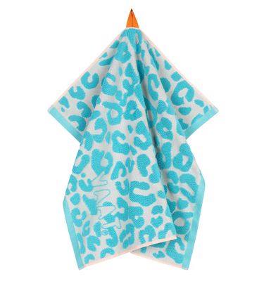 Keukenhanddoek I Love Leopard Turquoise/Orange