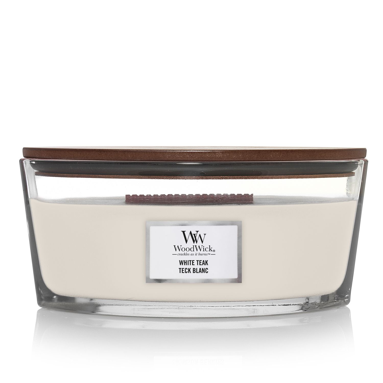 Woodwick Ellipse Candle White Teak
