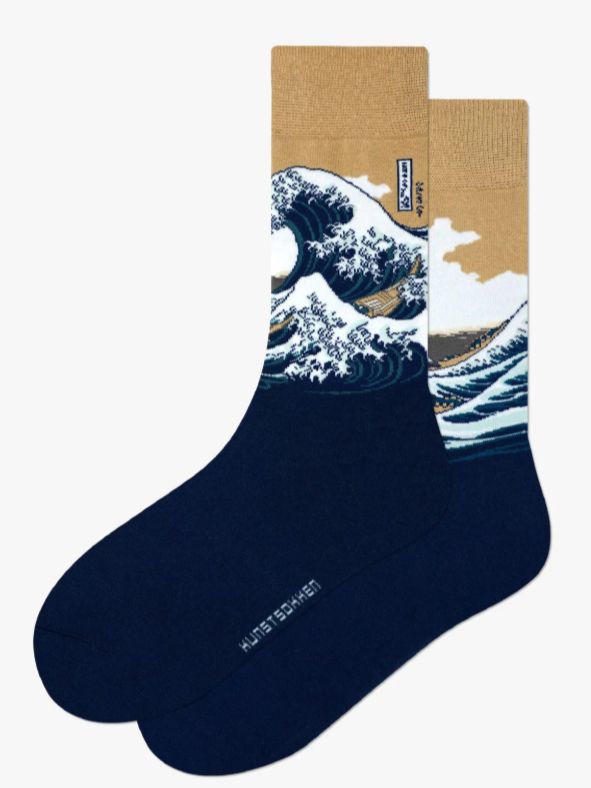 Kunstsokken - De Grote Golf van Kanagawa, Size: 36-40