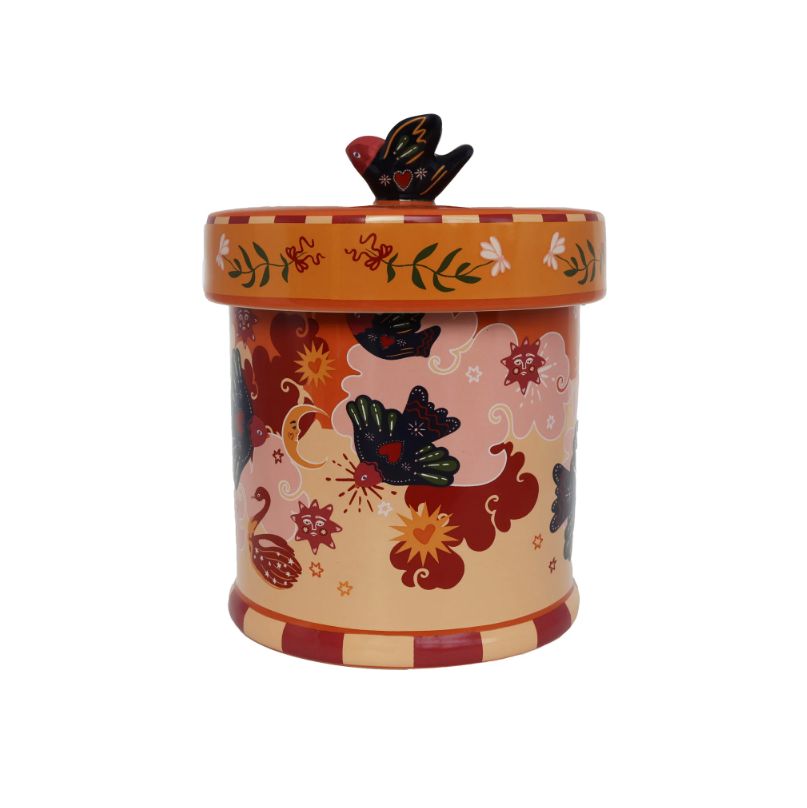 Jar Orange with Birds