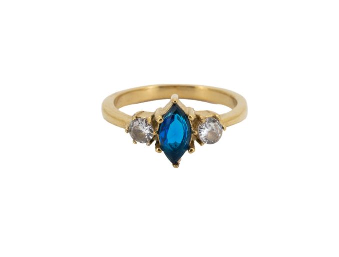 Ring Marquise Stone - Blue, Size: 17.25