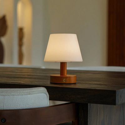 Teddy Chestnut Brown Wooden Rechargeable Table Lamp
