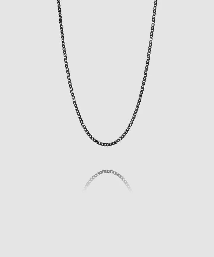 S05-290000-55 -Curb Chain Necklace Black 55 cm