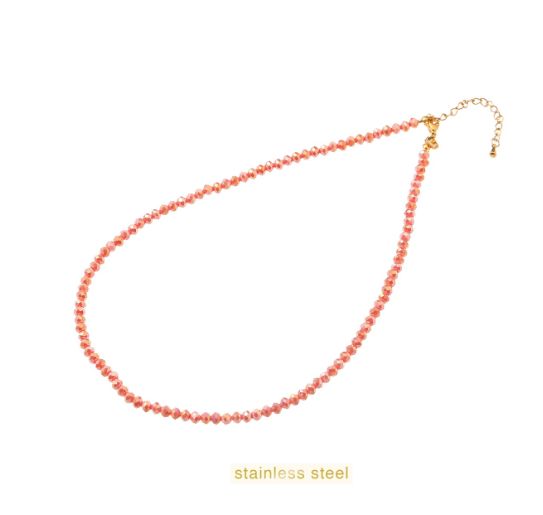 Beads Necklace 4mm Summer Coral