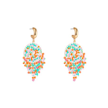 Lace Beads Round Dangle - Coral Tide