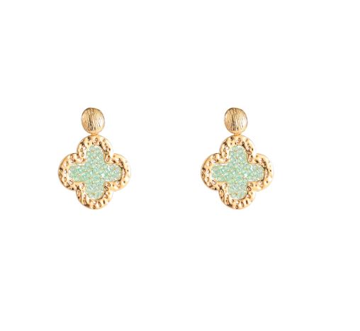 Hammered Beaded Clover - Mint