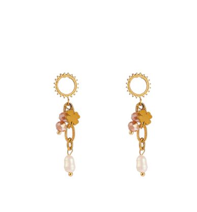Stone Dangle Stud - Taupe