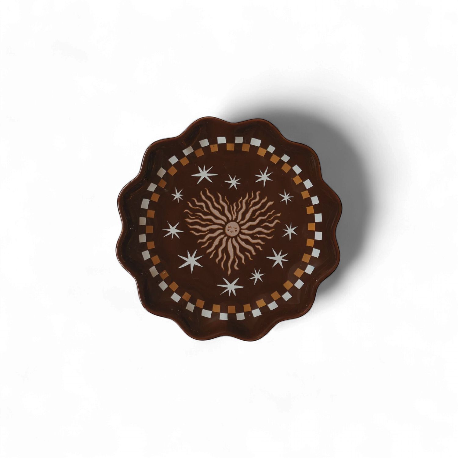 Small Plate Heart Sun Brown