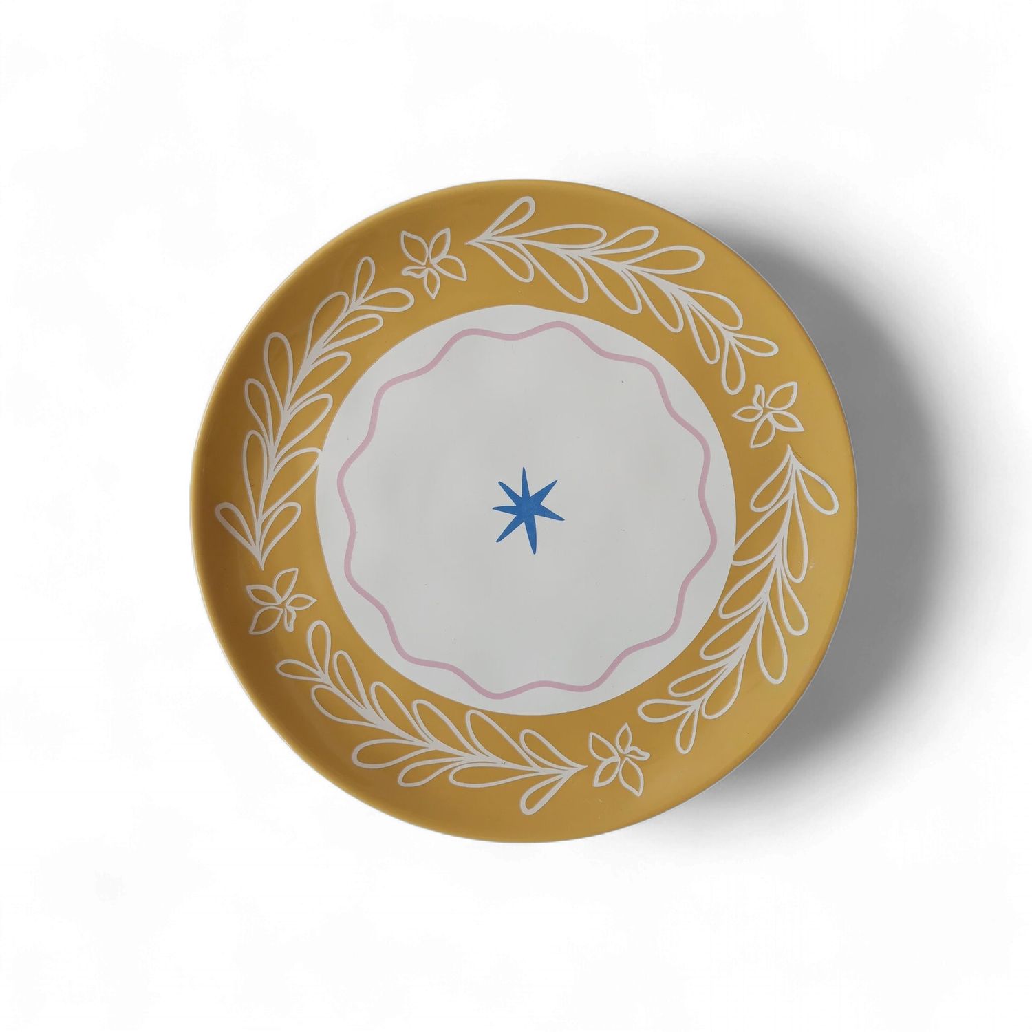Plate Yellow Leaf Blue Star