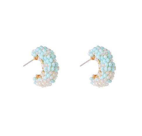 Beaded Small Hoop - Blue Sky