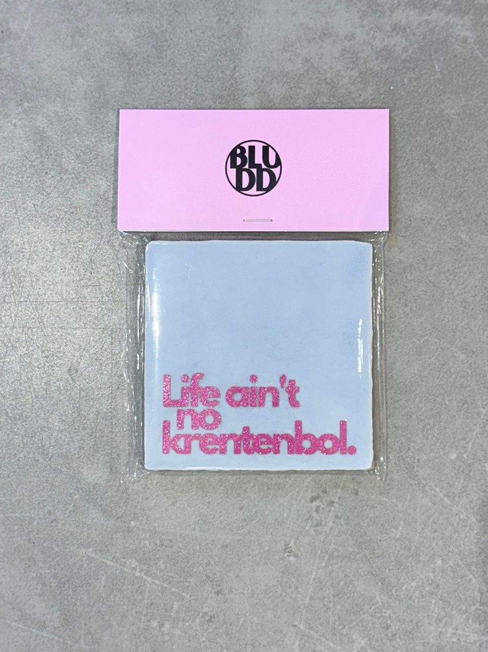 Tegel Life Ain´t No Krentenbol - Babyblue/Roze Glitter