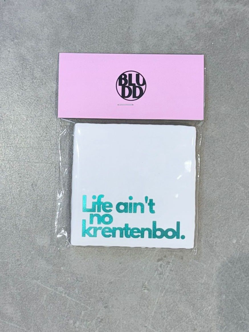 Tegel Life Ain´t No Krentenbol - Wit/Fluor Groen