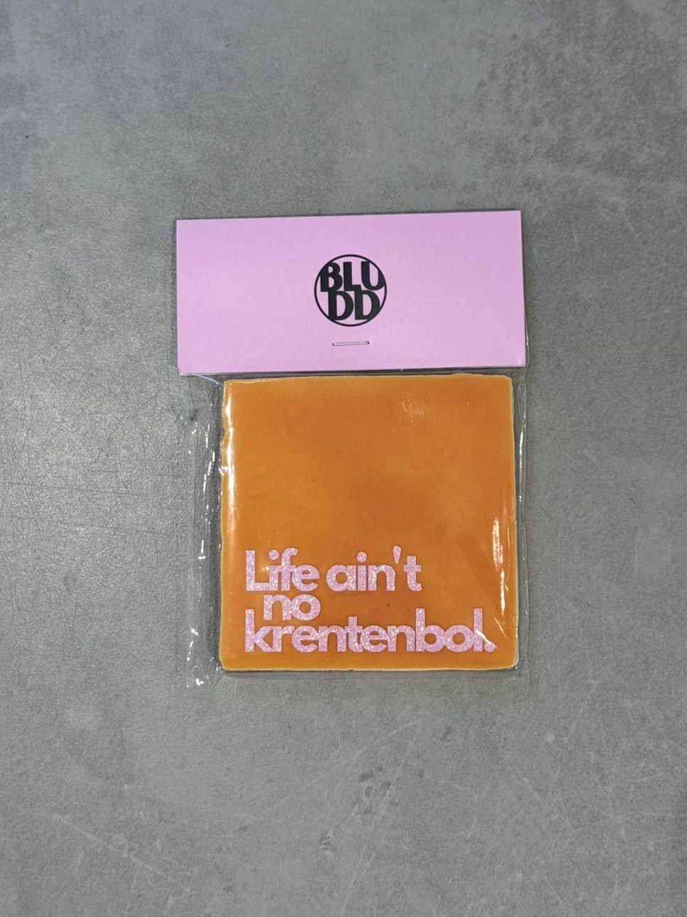 Tegel Life Ain´t No Krentenbol - Oranje/Glitter Roze