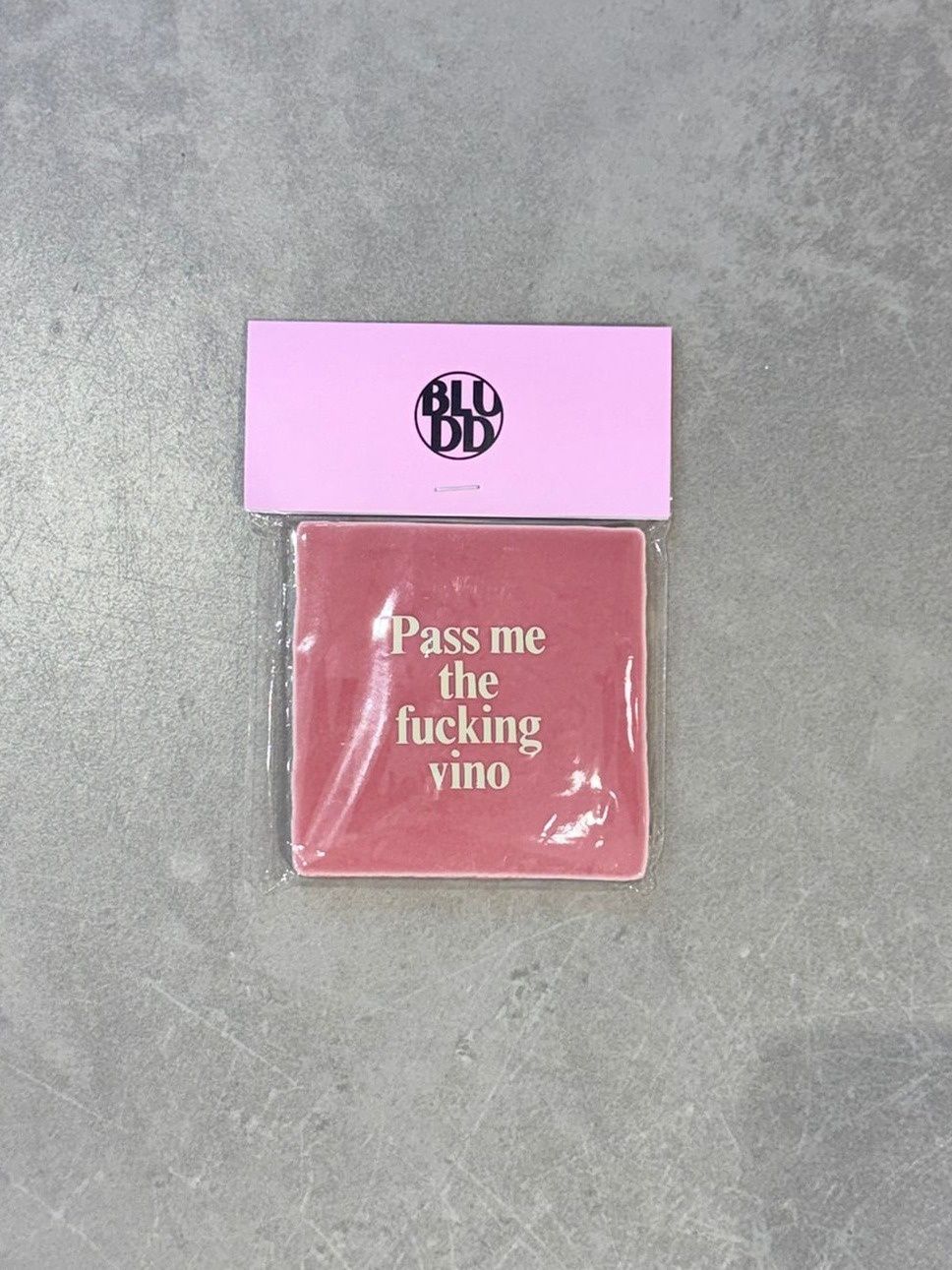 Tegel Pass Me The Fucking Vino - Roze/Creme