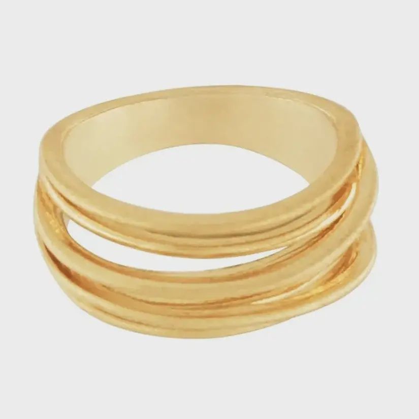 Tara Slim Wrap Ring Gold Plated, Size: M