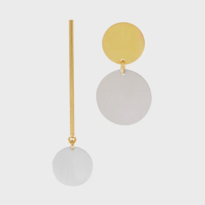 Theia IN:STORE 2-Tone Asymmetrische Punt Oorbel Goud Verguld