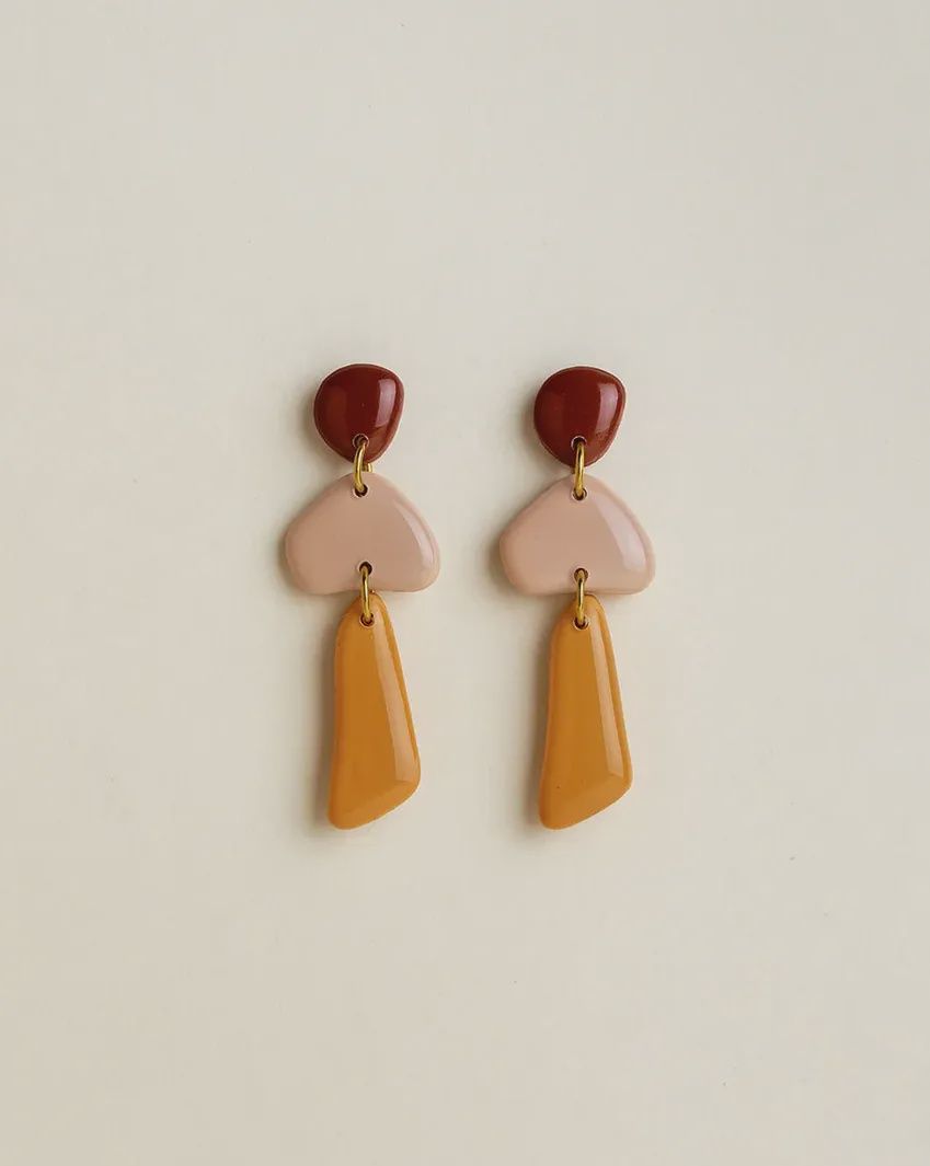 Earrings Luna - Burgundy / Blush / Marigold
