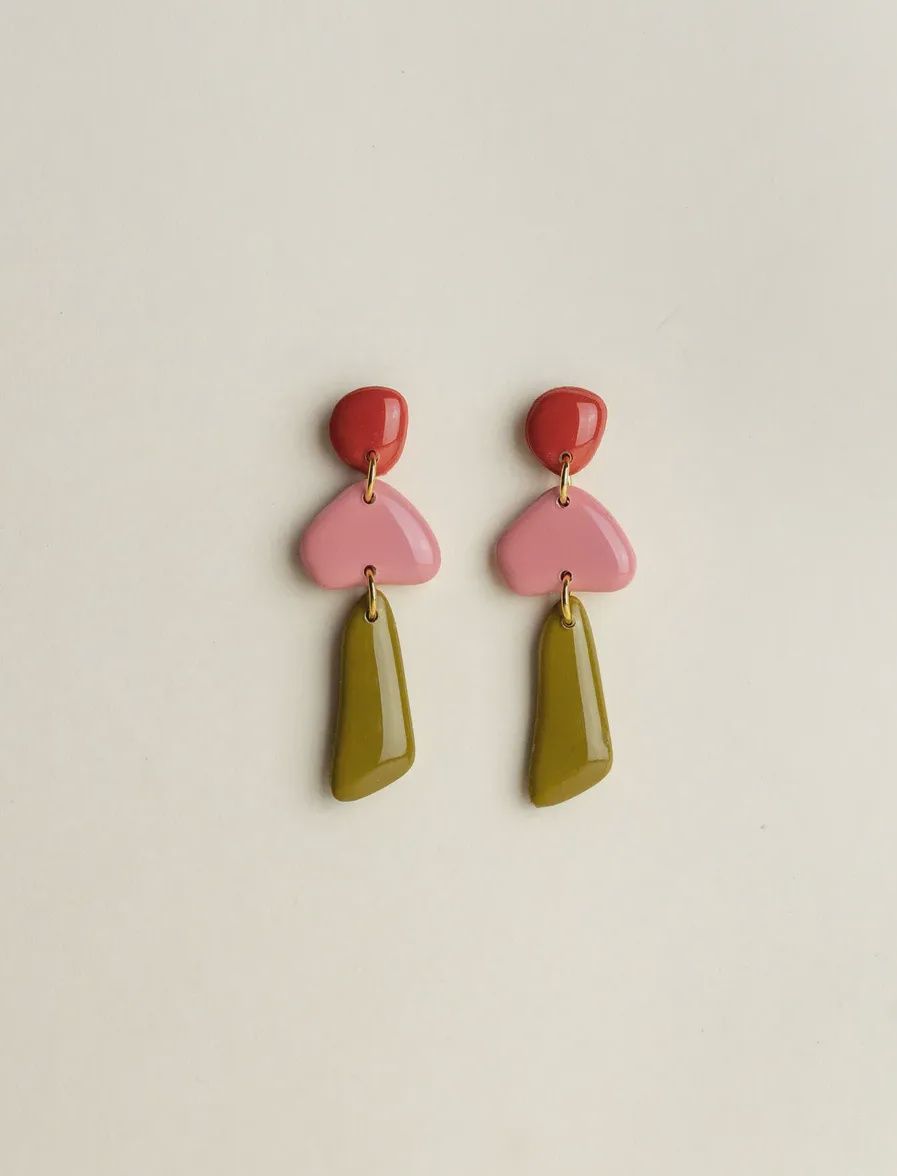 Earrings Luna - Red / Bloom / Moss