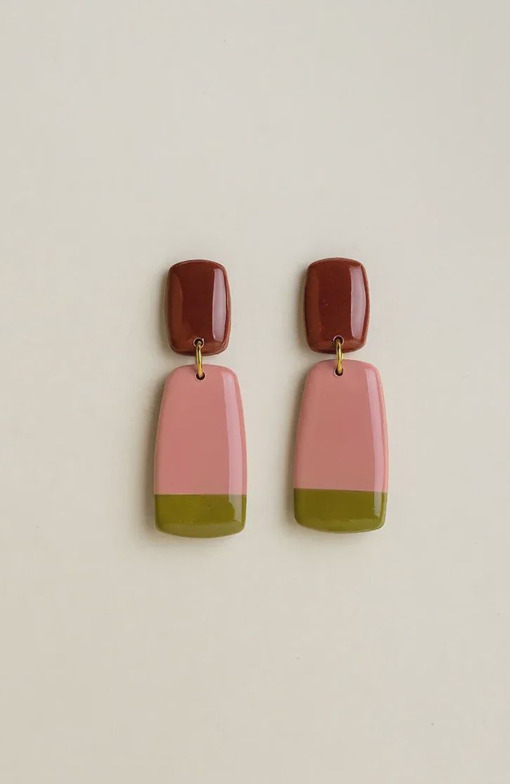 Earrings Juna - Burgundy / Bloom / Moss