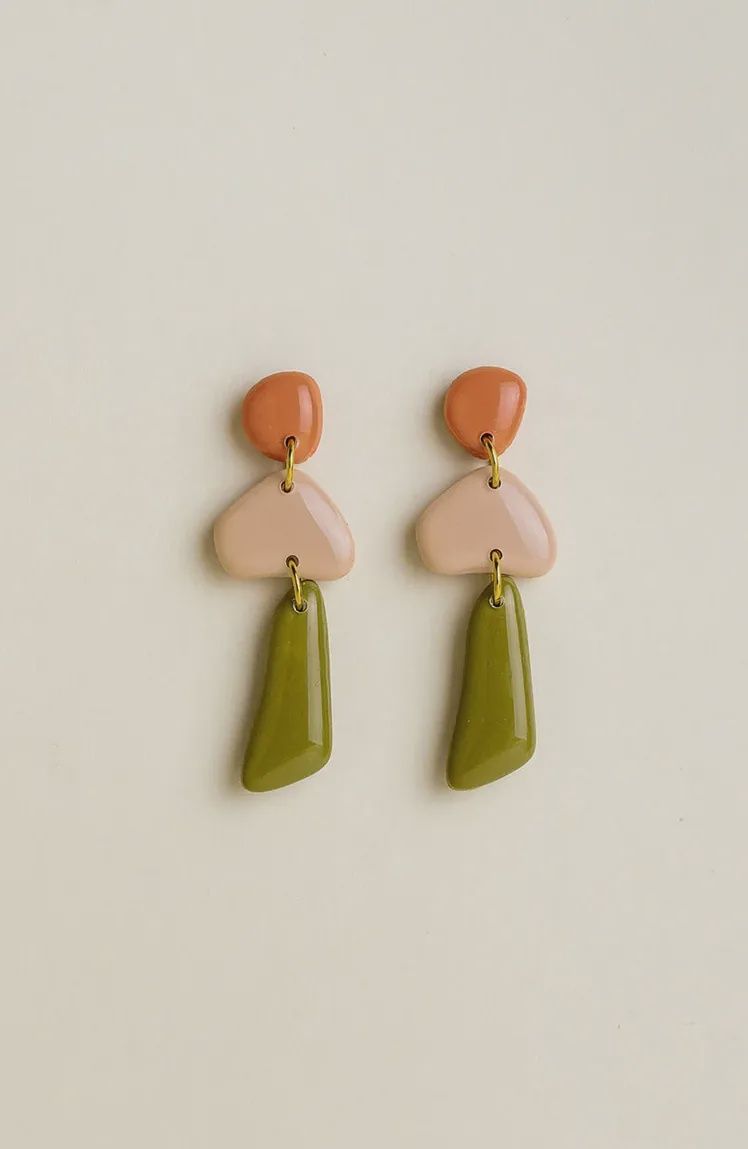Earrings Luna - Coral / Blush / Moss