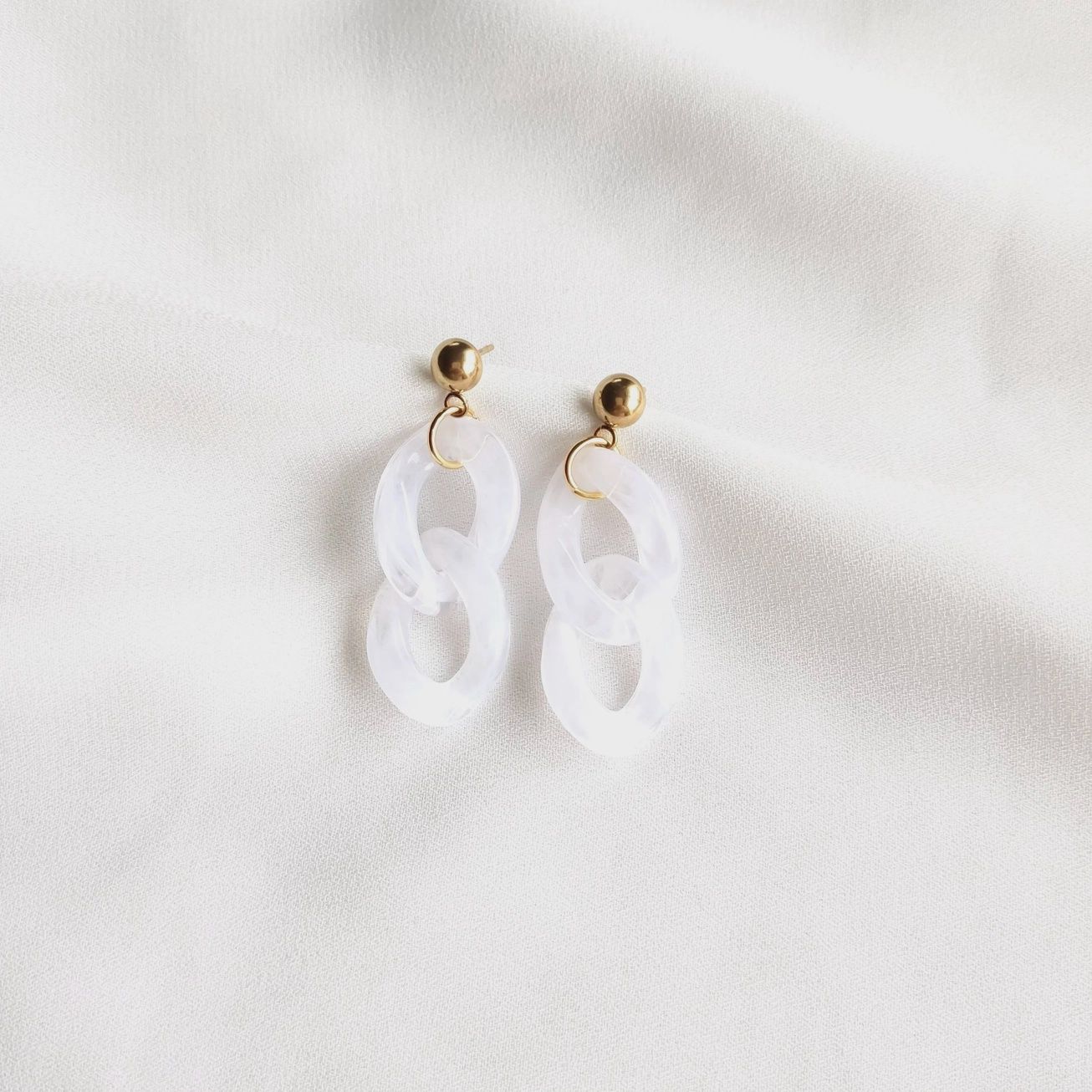 Earring Vintage Marble White