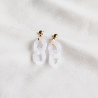 Earring Vintage Marble White