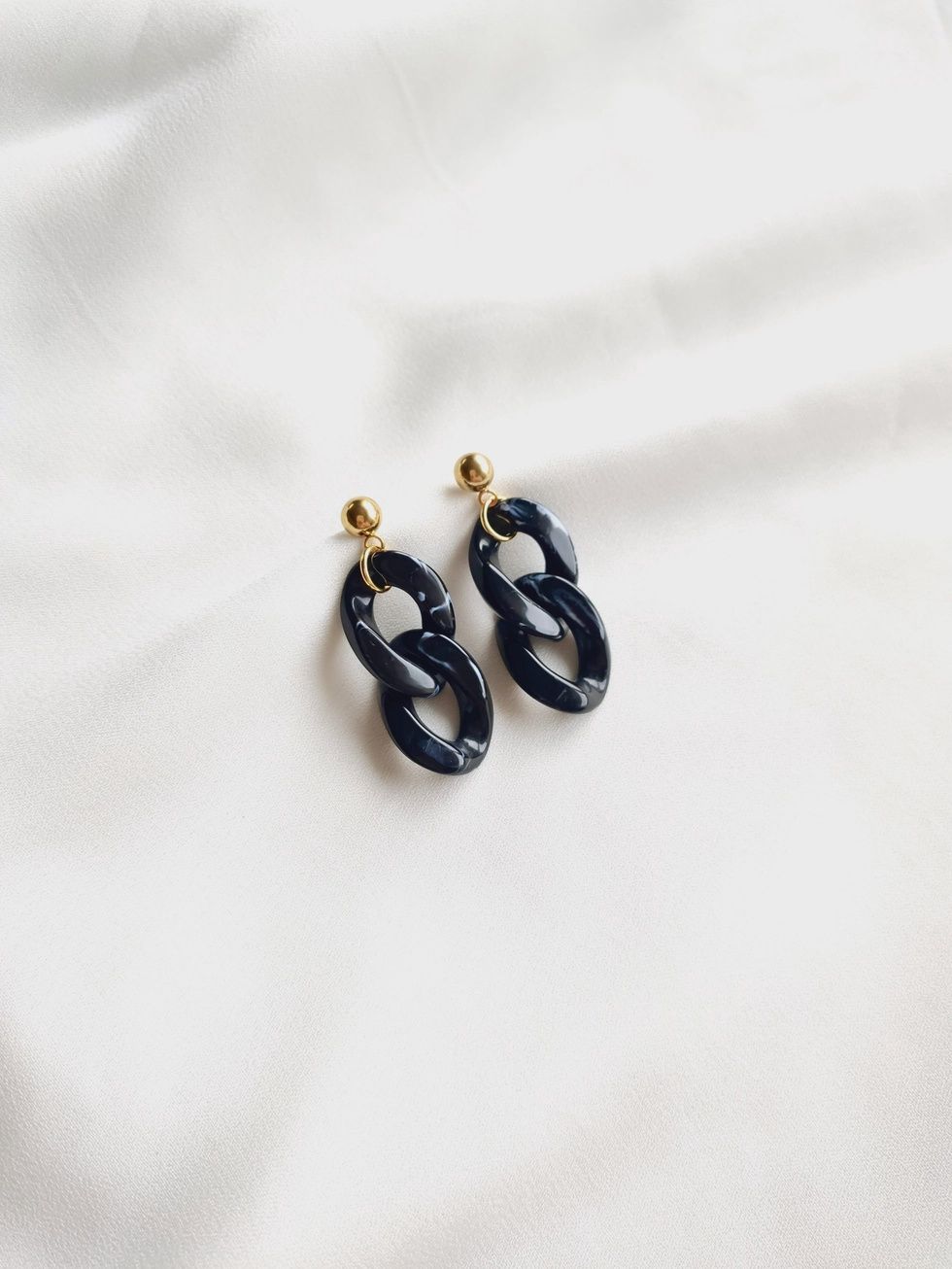 Earring Vintage Marble Black