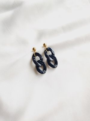 Earring Vintage Marble Black