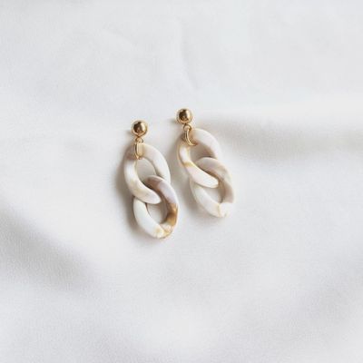 Earring Vintage Marble Beige
