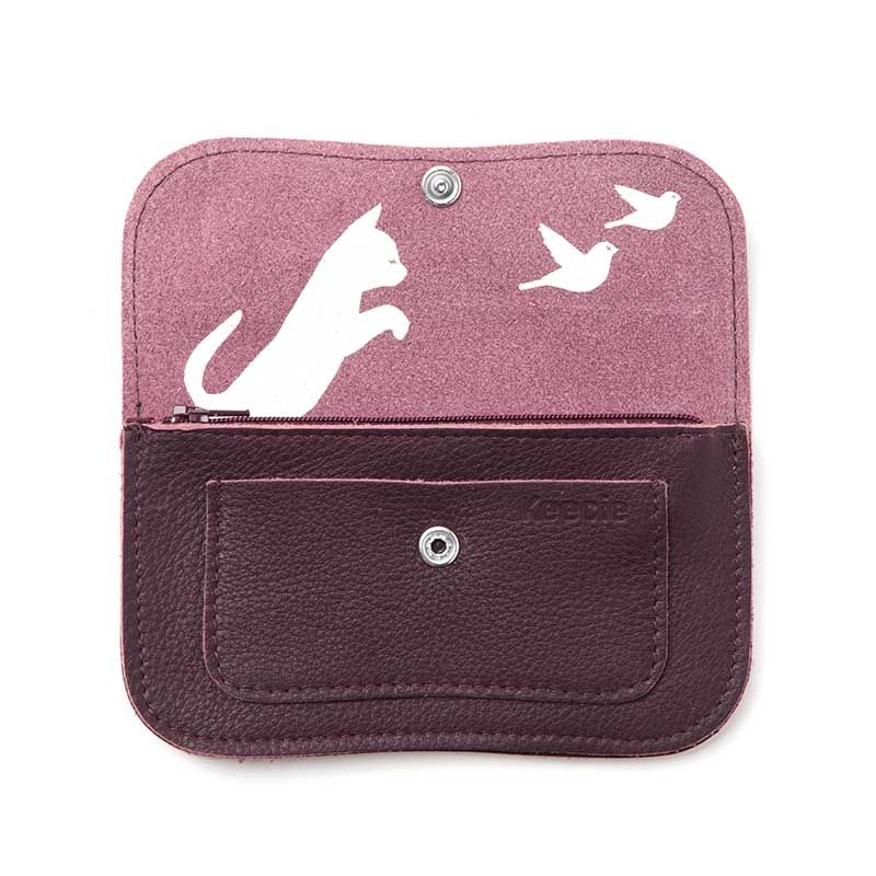 Keecie Wallet | Cat Chase Medium | Aubergine