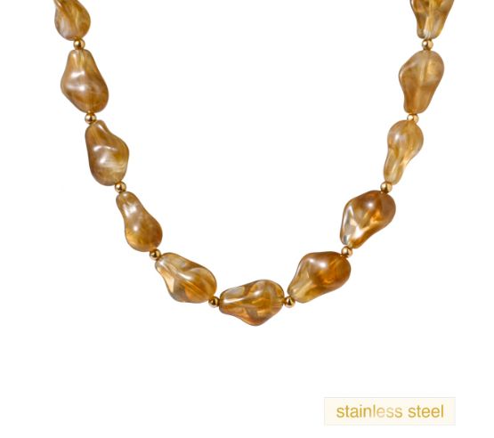 Organic Stone Necklace - Beige