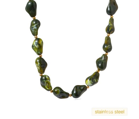 Organic Stone Necklace - Green