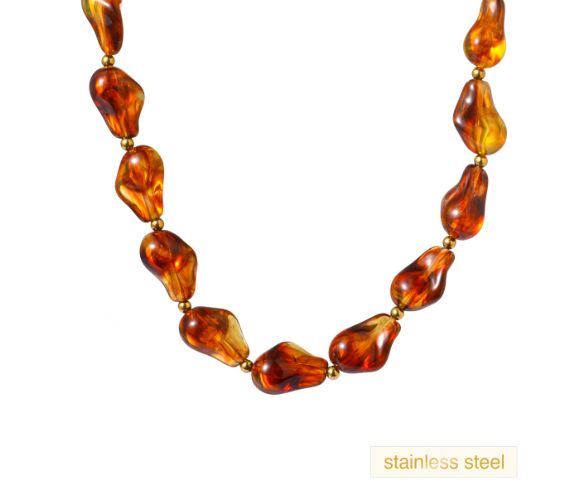 Organic Stone Necklace - Brown