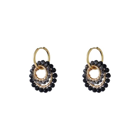 Double Round Dangle - Black