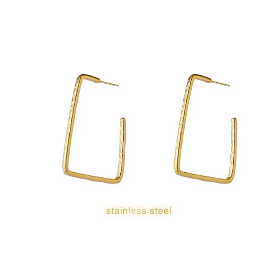 Fine Rectangle Hoop - 14K