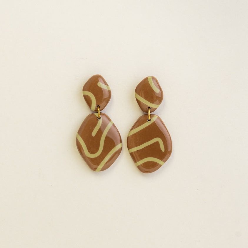 Earrings Alma - Cinnamon / Avocado