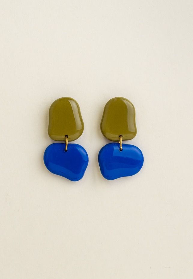 Earrings Lena - Moss / Cobalt