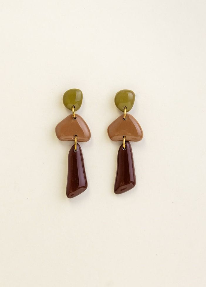 Earrings Luna - Moss / Cinnamon / Brown