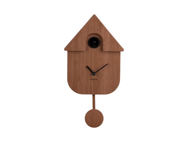 Wall Clock Modern Cuckoo | Dark Wood Print