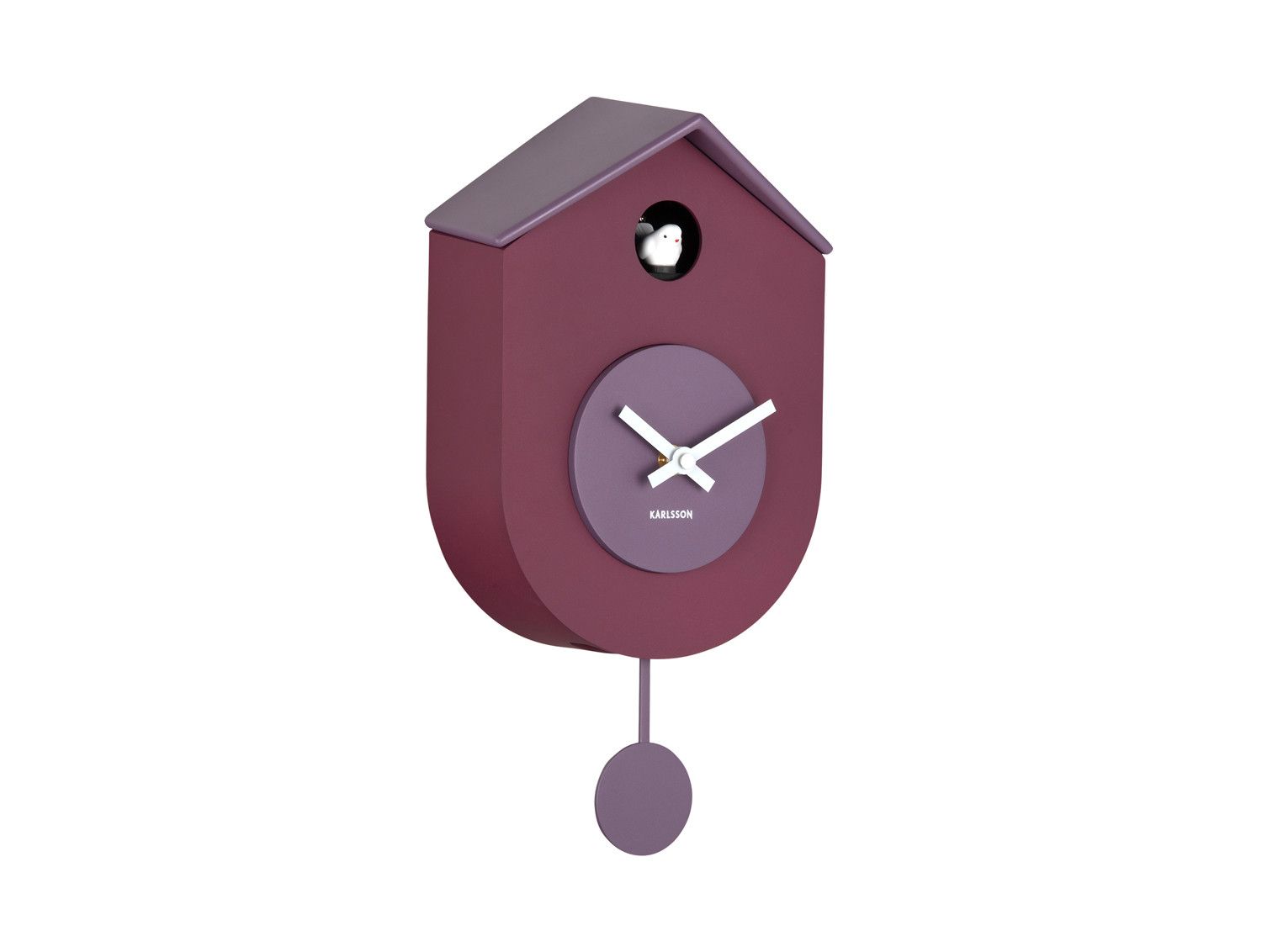 Wall Clock Grato Cuckoo | Dark Mauve &amp; Soft Lavender